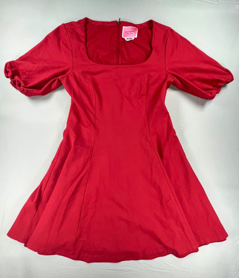 Kate Spade New York Red Pointe Dress w/ Puff Sleeves (Size M) - MSRP $250